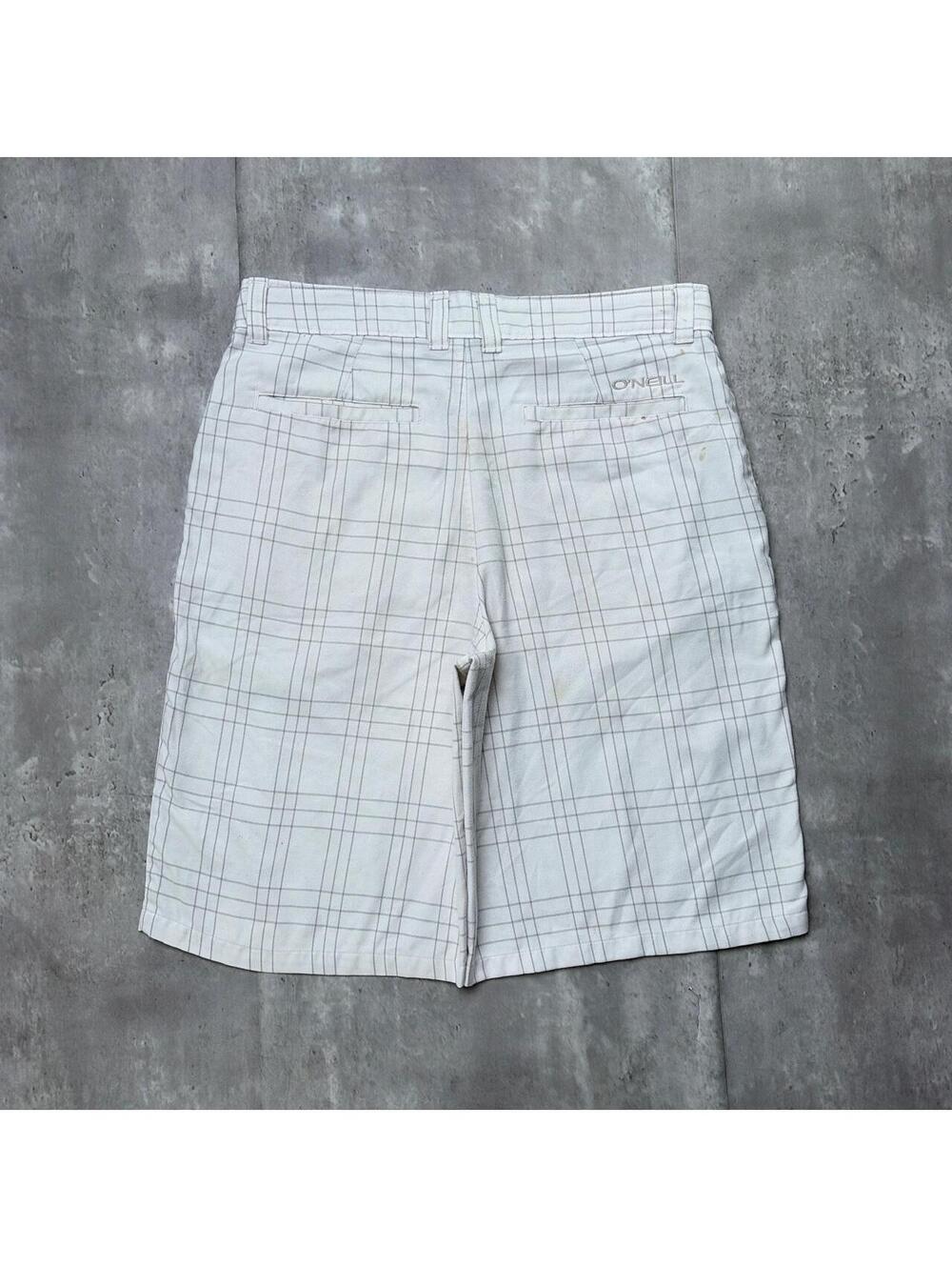 Y2K White O’Neill Surf Grunge Plaid Baggy Skater Shorts